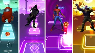 Among Us vs Batman vs Spider man vs Thanos | Tiles Hop EDM Rush