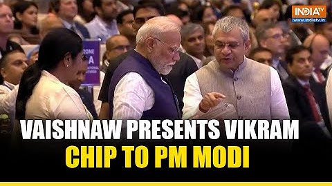 Union Minister Ashwini Vaishnaw Presents Vikram 32-bit Processor Test Chips to PM Modi
