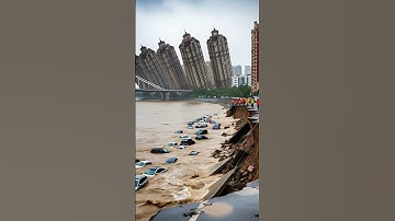 Apartment Building Collapses After Riverbank Ground Subsides!