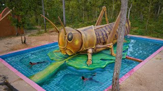 Best building : Build The Most Creative Beautiful Giant locusts House & Beautiful Swimming Pool