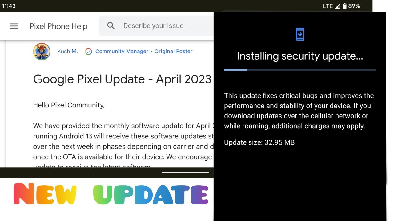 Pixel April update | Security patch with bug fixes 