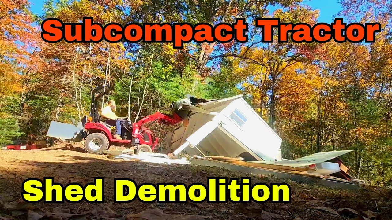 Mahindra eMAX 20s subcompact tractor vs... shed?