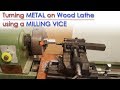 Converting a wood lathe to metal lathe with milling vice