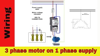 three phase motor run on single phase power supply using capacitor.