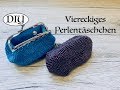 DIY: viereckiges Täschchen | Geldbörse mit Perlen selber häkeln. Perlenkunst für Anfänger