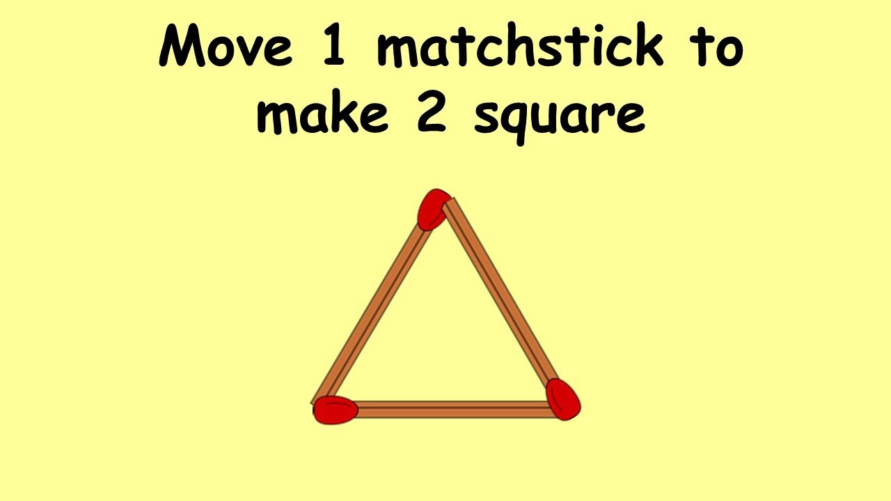 Make 2 square in 1 triangle Match Stick Puzzles 69 Puzzles with