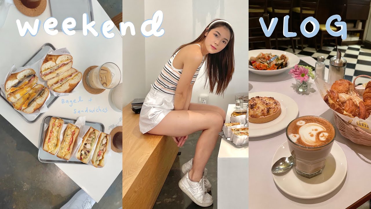 周末Vlog ☕️   全白咖啡厅 • 法式面包店杂志拍摄 •    | Bershka Haul ✨
