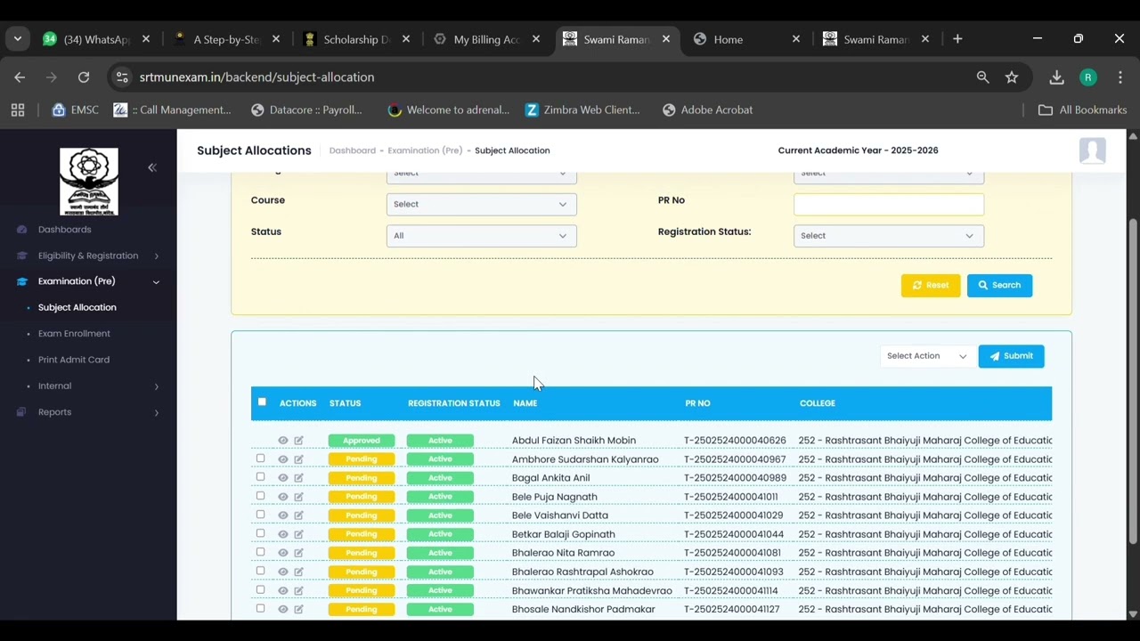 How to fill exam form in new srtmun ug exam portal 