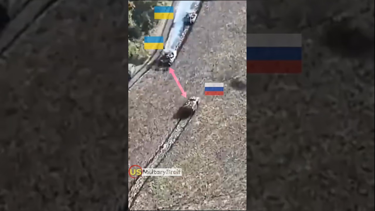 Ukrainian Tanks Destroy Russian APC at Close Distance