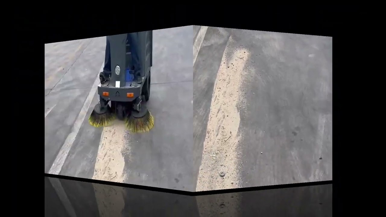 Electric Ride On Road Vacuum Sweeper Street Cleaning Floor Sweeper Machine Climbing and use display