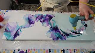 (444) ACRYLIC POURING - DUTCH Pour on Large Canvas 12x36 inch - Fluid Art