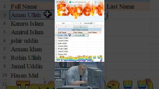 Beginner vs Expert | Split First &amp; Last Name in Excel | Office Excel Pro