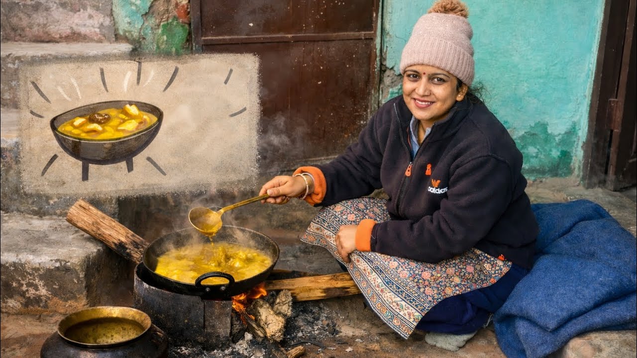 सर्दियों की छुट्टी में पहुंच गए गांव 🥰 चूल्हे का स्वादिष्ट खाना खाया बहुत टाइम बाद 🤤