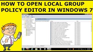 How To Open Local Group Policy Editor Gpedit Msc On Windows 7