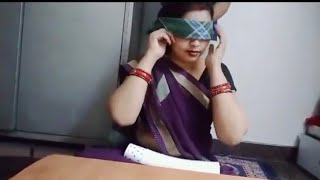 My blindfold challenge in saree with my son ?
