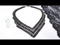 Black bicone necklace/Beaded necklace/Черное колье из бисера и биконусов/Колье из бисера/1