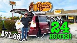 Eating at Cracker Barrel for 24 Hours ★ Stealth Camping ★