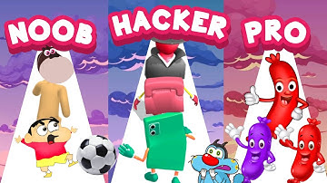 NOOB vs PRO vs HACKER in Sausage run, Phone run and Fish.io Noob vs Pro Oggy and Jack