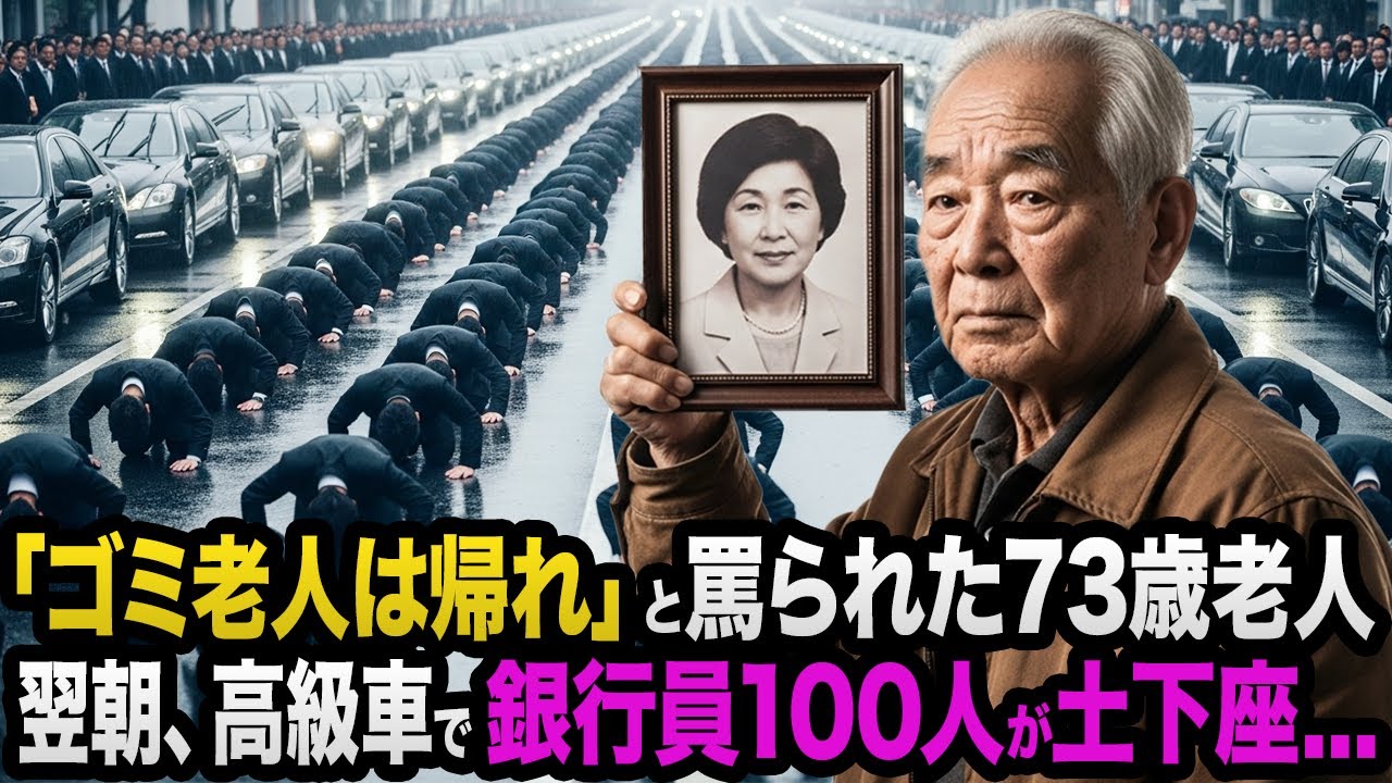 「ボケ老人は帰れ」と罵られたボロボロの老人。翌朝、頭取が100台の黒塗りの高級車で土下座に...