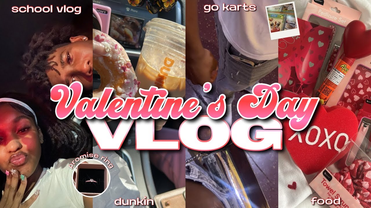 VALENTINE’S DAY VLOG 💌 | school vlog, dunkin, go karts, food, promise ring, + more!