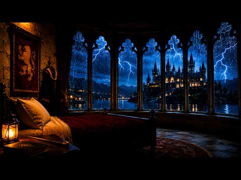 Rain Sounds for Sleeping | Dark Academia Hogwarts Ambience, ASMR Sleep Music for Deep Sleep