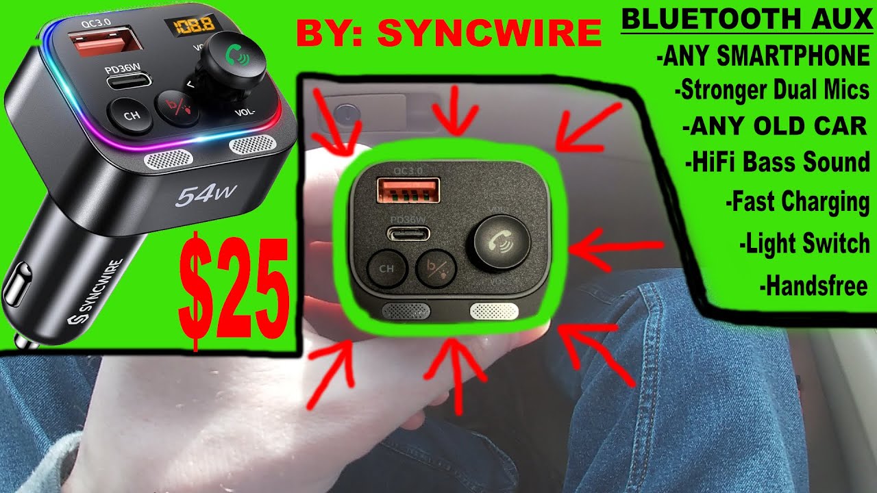 How to Install Syncwire 54W Bluetooth 5.4 FM Transmitter Car Charging ...