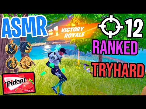 ASMR Gaming 🤩 Fortnite Ranked Tryhard! Relaxing Gum Chewing 🎮🎧 Controller Sounds + Whispering💤