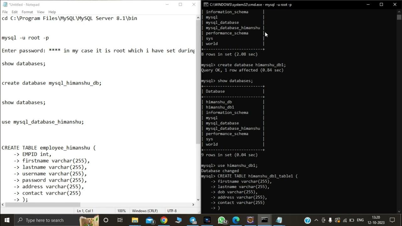 MYSQL MODULE 01 PART 01 HOW TO CREATE DATABASE IN MYSQL VIA COMMAND ...