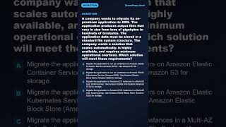 A company wants to migrate its on-premises application to AWS | AWS SAA-C03 #Shorts