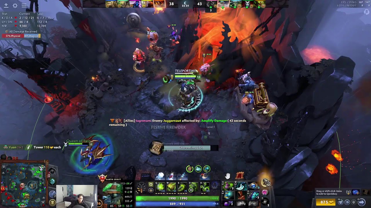 Grandmaster Earth Spirit | High-MMR Support Gameplay | Dota 2 Ranked | Patch 7.40c