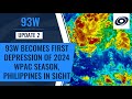 93W Becomes a Tropical Depression Just Off the Coast of the Philippines