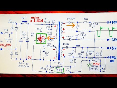 How Does a Switching Power Supply Work 1 (schematic, explanation, example, modifications)
