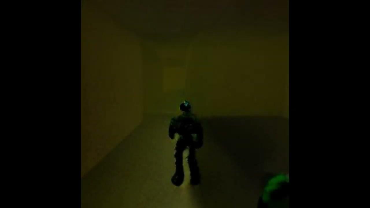 AI generated images of Doomguy in the Backrooms but with Minecraft cave