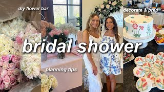 HOST A BRIDAL SHOWER WITH ME | DIY flower bar, decorate \& prep, food, decor, games, \& planning tips!