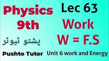 Lec 063 work , unit 6, work and Energy, pashto Tutor, kpk Textbook , Lec 63, class 9th physics