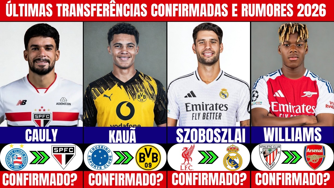 🚨 ÚLTIMAS TRANSFERÊNCIAS CONFIRMADAS E RUMORES 2026 | CAULY,KAUÃ, SZOBOSZLAI, WILLIAMS