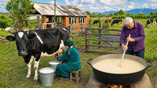 Download lagu How Condensed Milk is Made from Cow's Milk in Village? A Village Tradition 🐄🍃