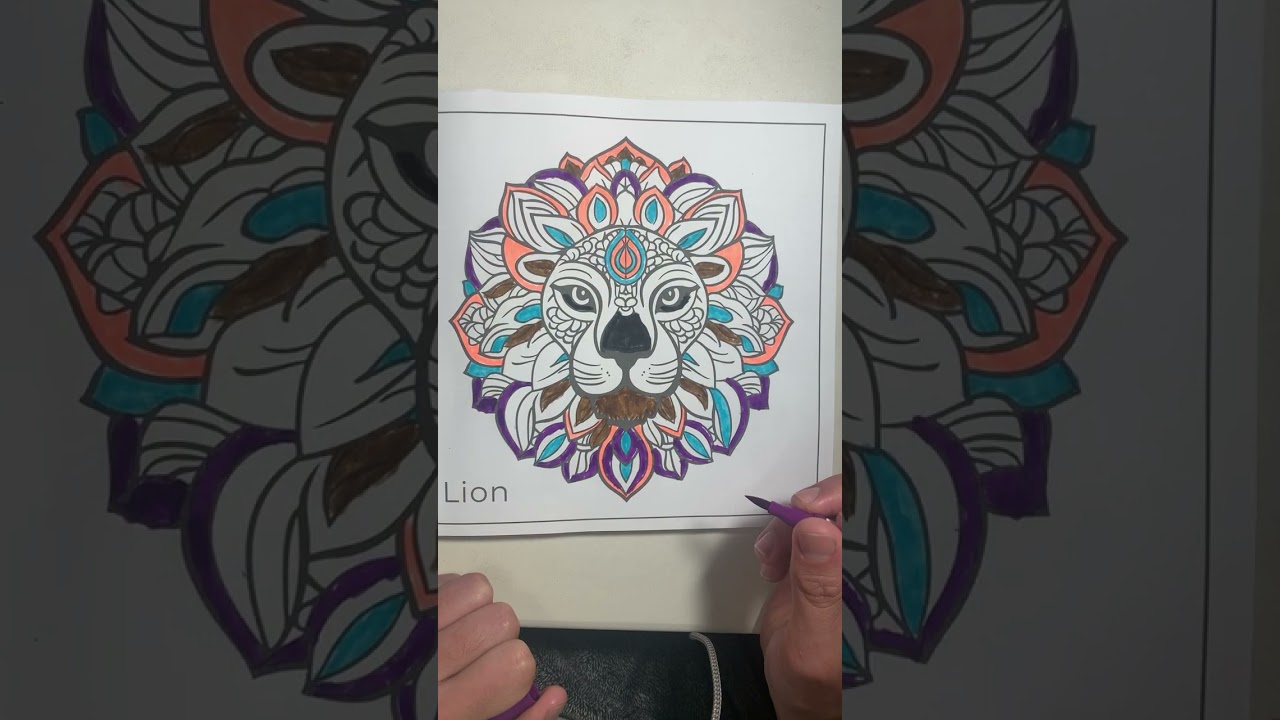 Peaceful Animal Mandalas: Coloring Page Lion Mandala 