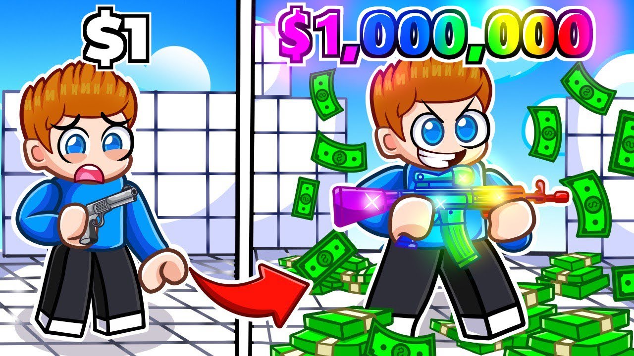 BROŃ za 1$ VS 1,000,000$ w Roblox!