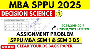 Decision Science - Assignment Problem All Imporant Numericals for MBA 1st & 3rd Semester S.P.P.U