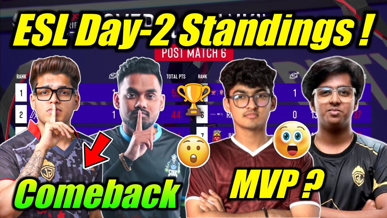 Soul, Godl Comeback 🤯 ESL Day-2 Standings 🔥 MVP ? - YouTube