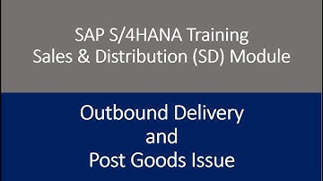 Video 12 - SAP S/4HANA  Sales & Distribution (SD) module training - Outbound Delivery & PGI