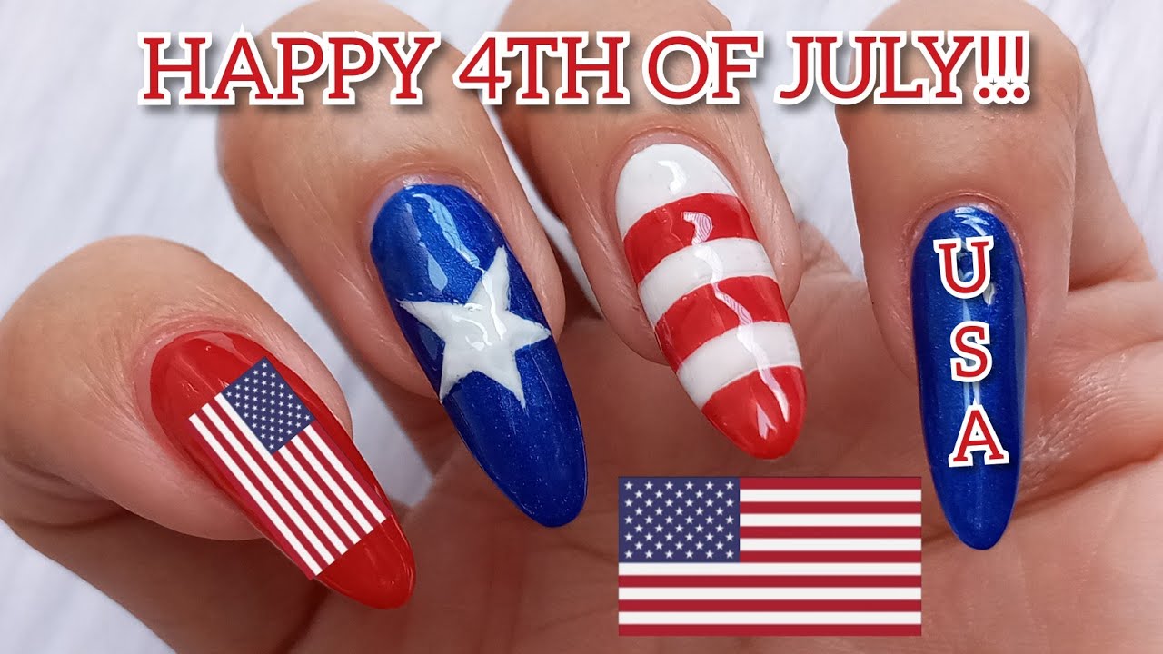 4th Of JULY Nail Design Ideas at Home 2021 | DIY Usa Flag Nail Art