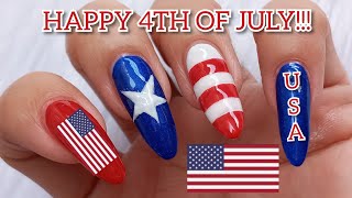 4th Of JULY Nail Design Ideas at Home 2021 | DIY Usa Flag Nail Art