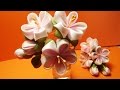 Ribbon flowers how to make:double petal from one square/pin/Цветы из лент: двойной лепесток/шпилька