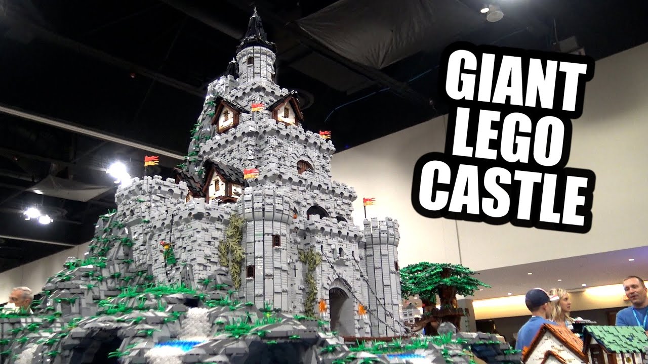 Giant LEGO Castle with Waterfall & Underground Caverns