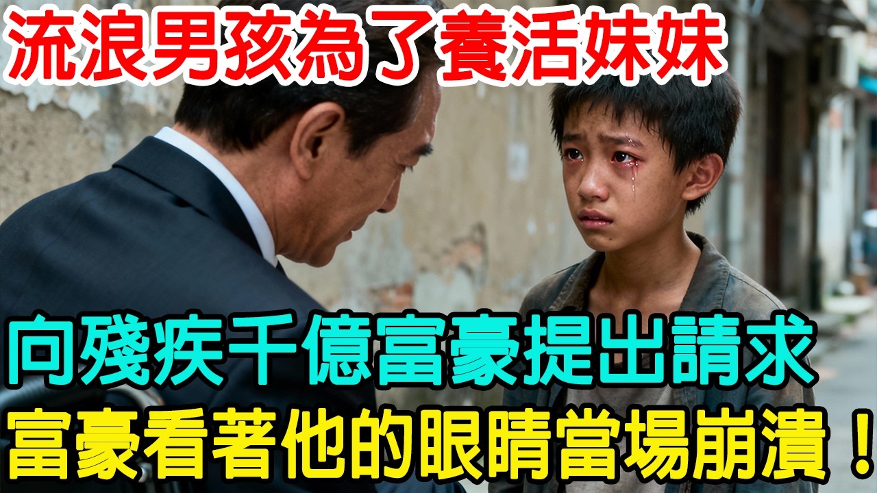 「我能治好你，請給我一份工作！」流浪男孩爲了養活妹妹向殘疾的千億富豪請求，富豪看著他的眼睛當場崩潰大哭！#情感故事 #情感共鸣 #感人故事 #感人壹幕 #心靈暖流