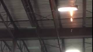 Warehouse light fixture on fire