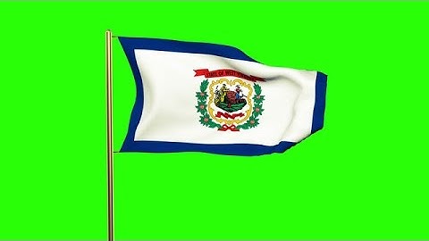 West Virginia Flag Waving In The Wind. Green Screen, Alpha Matte. Loopable Anima Stock Animation