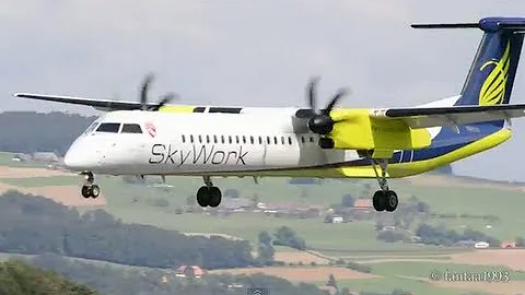 Skywork Dash 8 Q-400 landing in Berne HD
